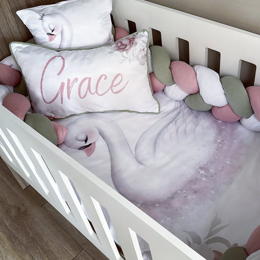 Cot Bedding - Pink Swan Set 05