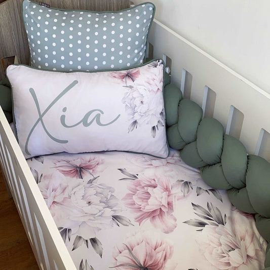 Cot Bedding - Pink Peony Set 02