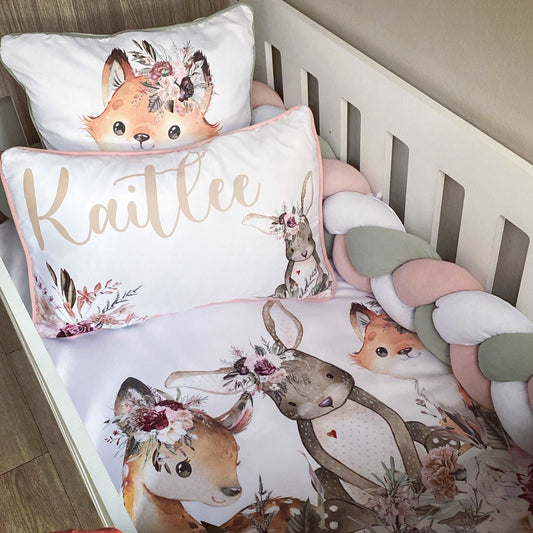 Cot Bedding - Pink Woodlands Set 01