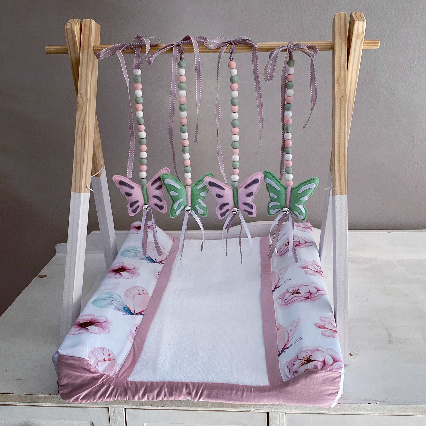 Cot Bedding - Pink Mint Butterfly Set 01