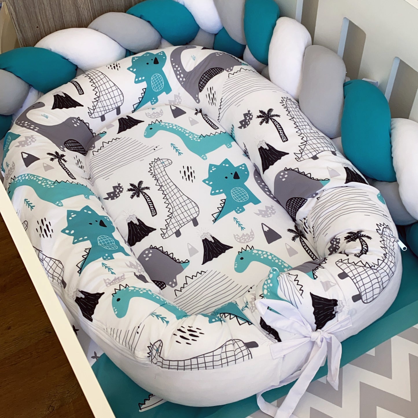 Cot Bedding - Blue Dinosaur Set 07
