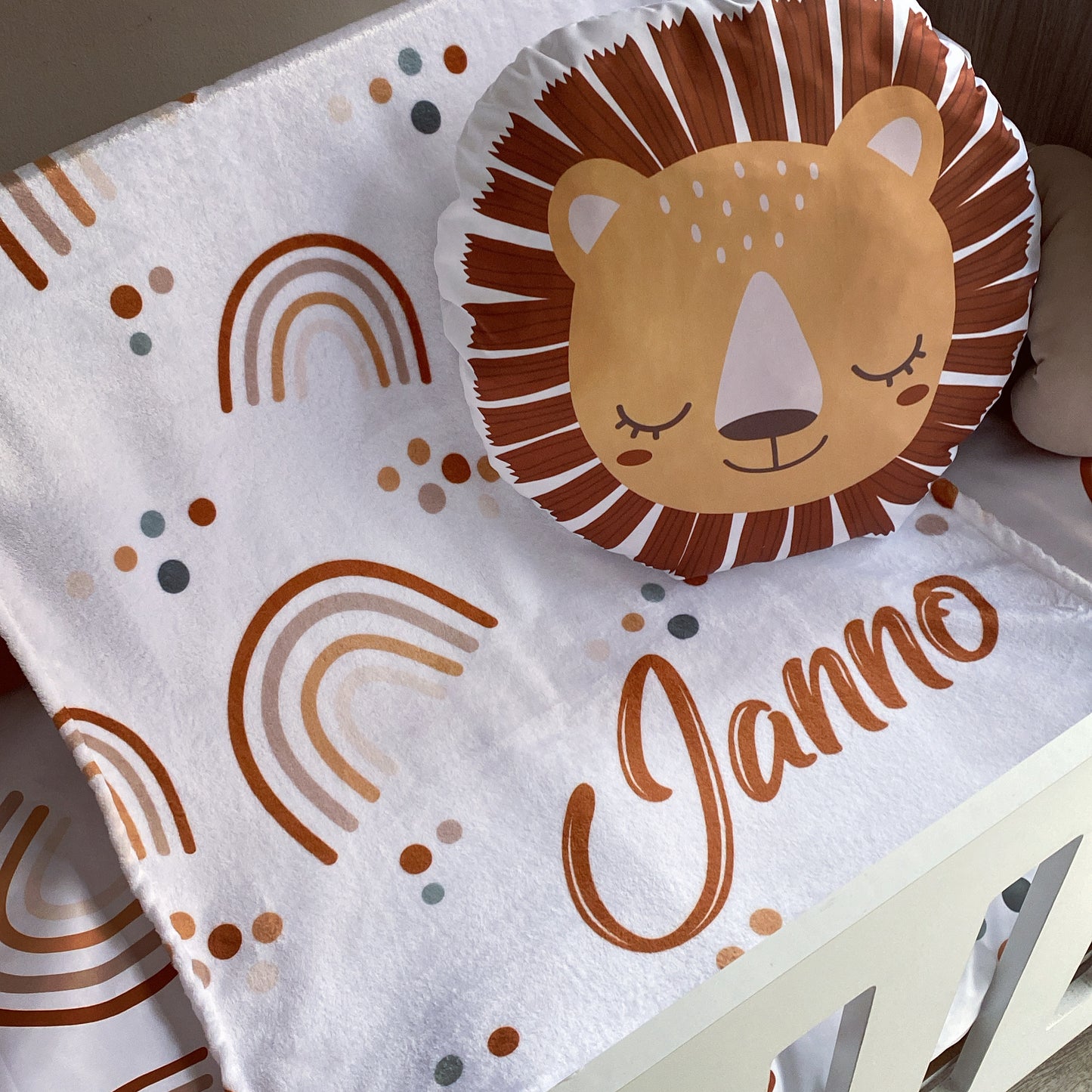 Cot Bedding - Boho Lion Rainbow Set 02