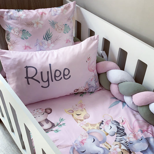 Cot Bedding - Pink Safari Set 24