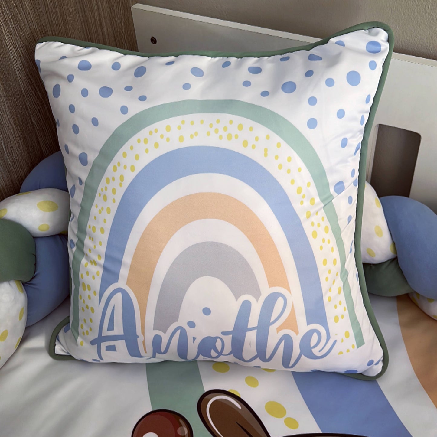 Cot Bedding - Blue Rainbow 02