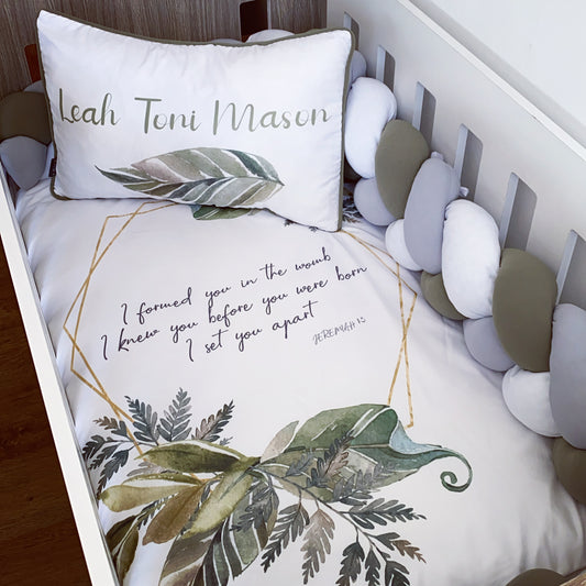 Cot Bedding - Leaf Bible Verse Set 01
