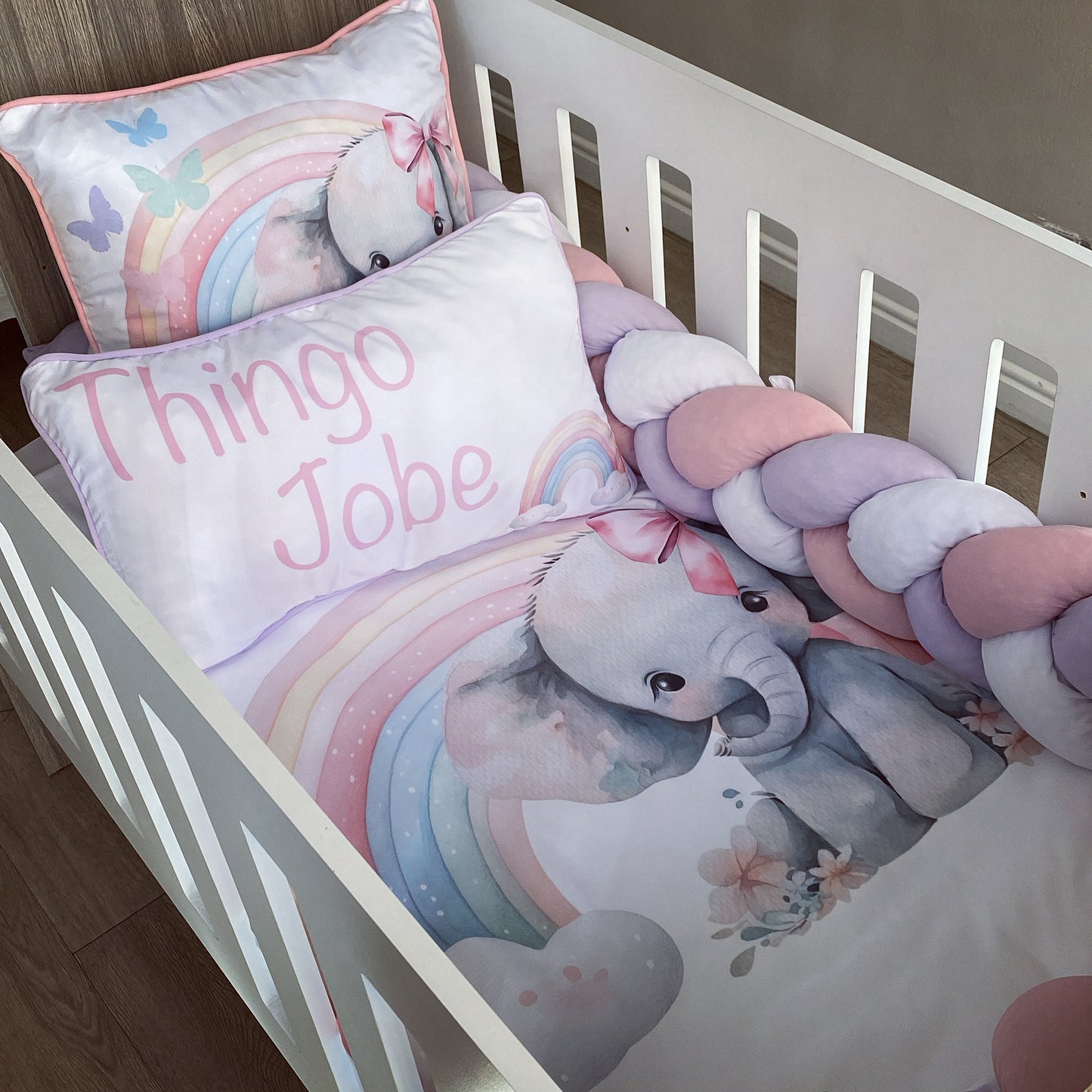 Cot Bedding - Rainbow Elephant Set 02