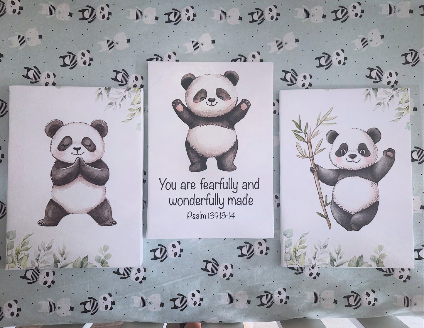 Cot Bedding - Sage Panda Set 01