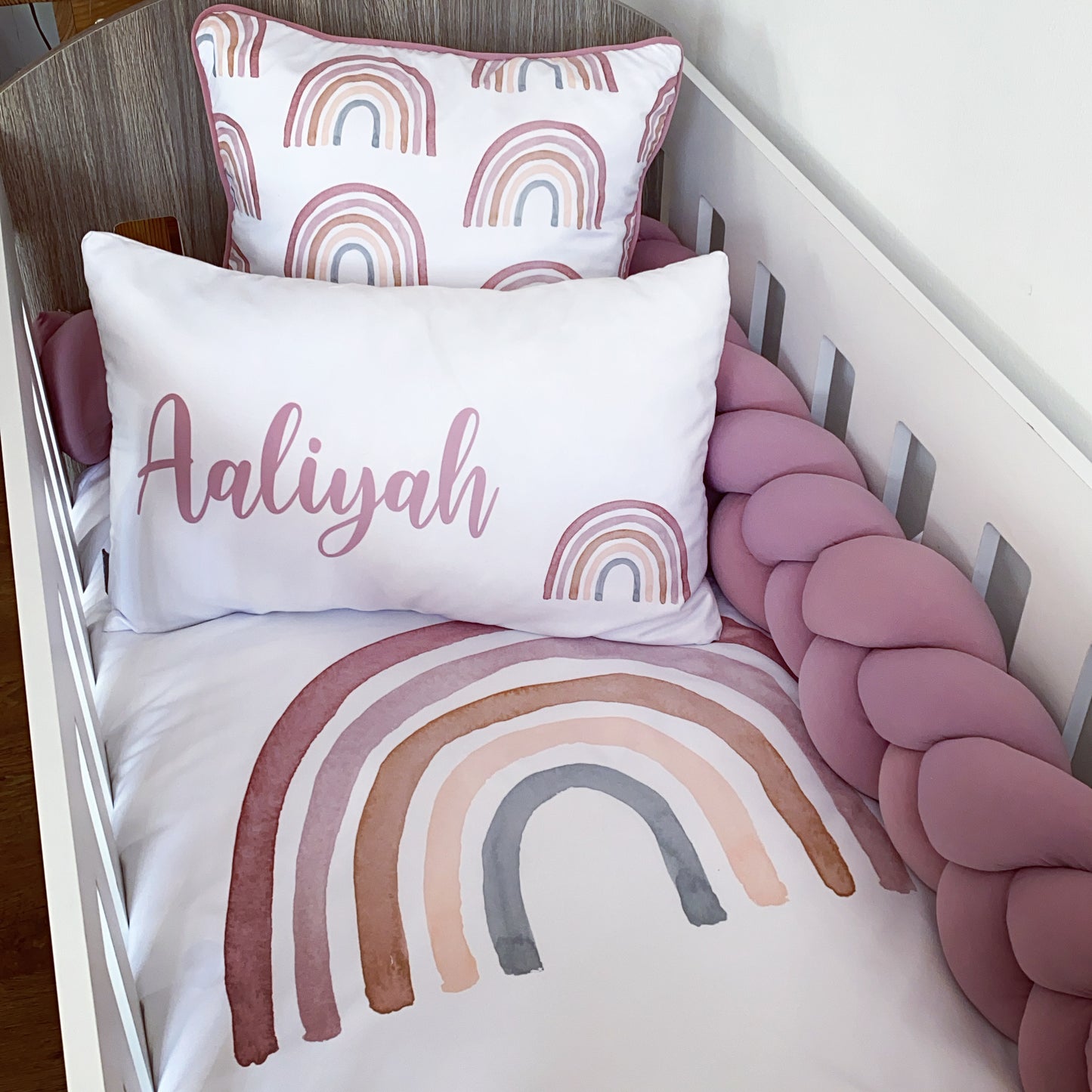 Cot Bedding - Pink Boho Rainbow Set 03