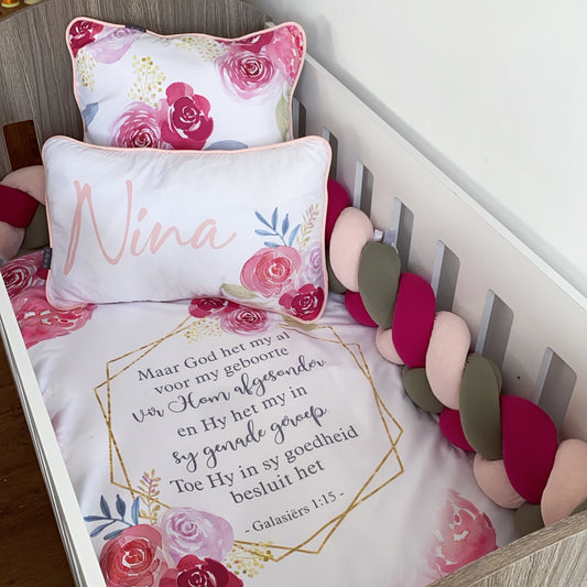 Cot Bedding - Pink Flower Set 03