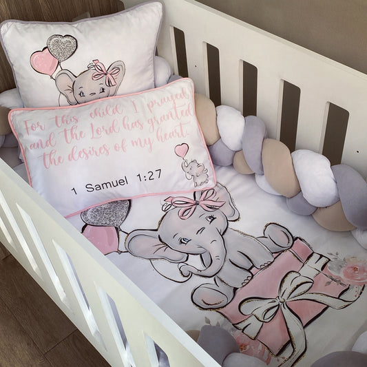 Cot Bedding - Pink Elephant Set 21