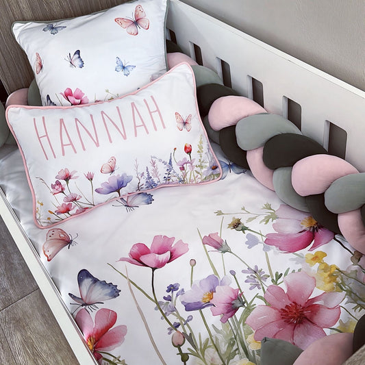 Cot Bedding - Pink Flower Set 09