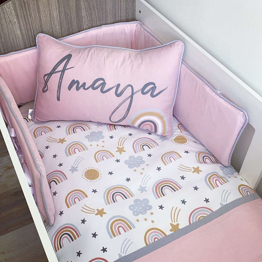 Cot Bedding - Pink Rainbow Set 03