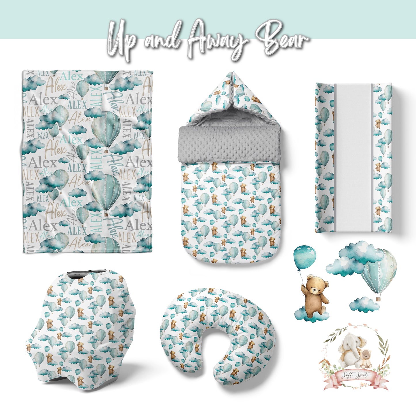 Cot Bedding - Up and Away Bear Set 01