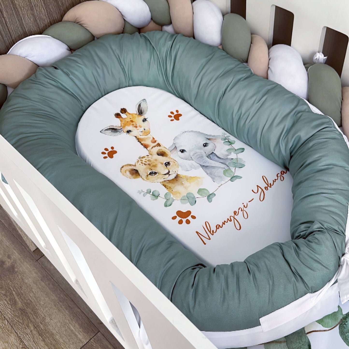 Cot Bedding - Sage Safari Set 10