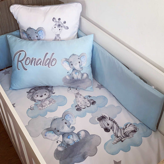 Cot Bedding - Blue Safari Set 3