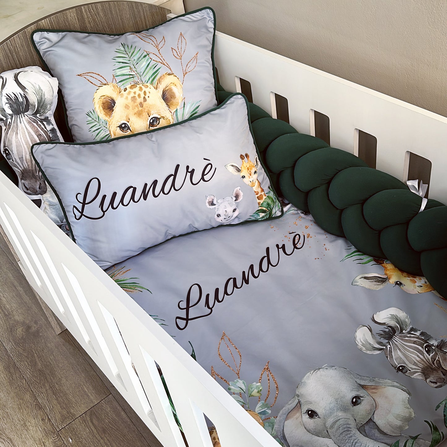Cot Bedding - Grey Safari Set 02