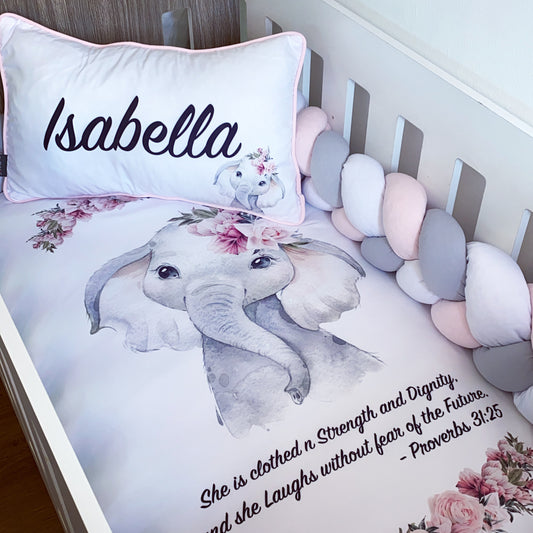 Cot Bedding - Pink Elephant Set 32