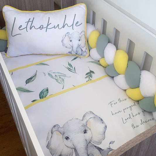 Cot Bedding - Yellow Elephant Set 03