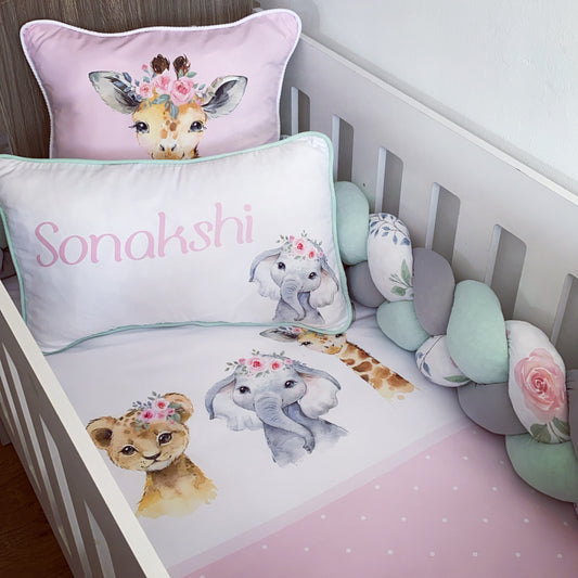 Cot Bedding - Pink Safari Set 25