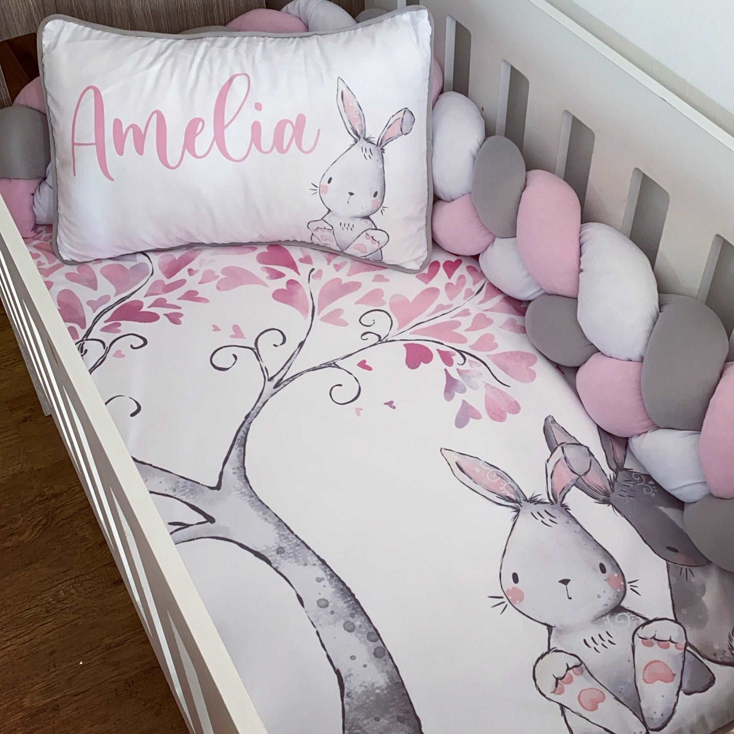 Cot Bedding - Pink Bunny Set 03