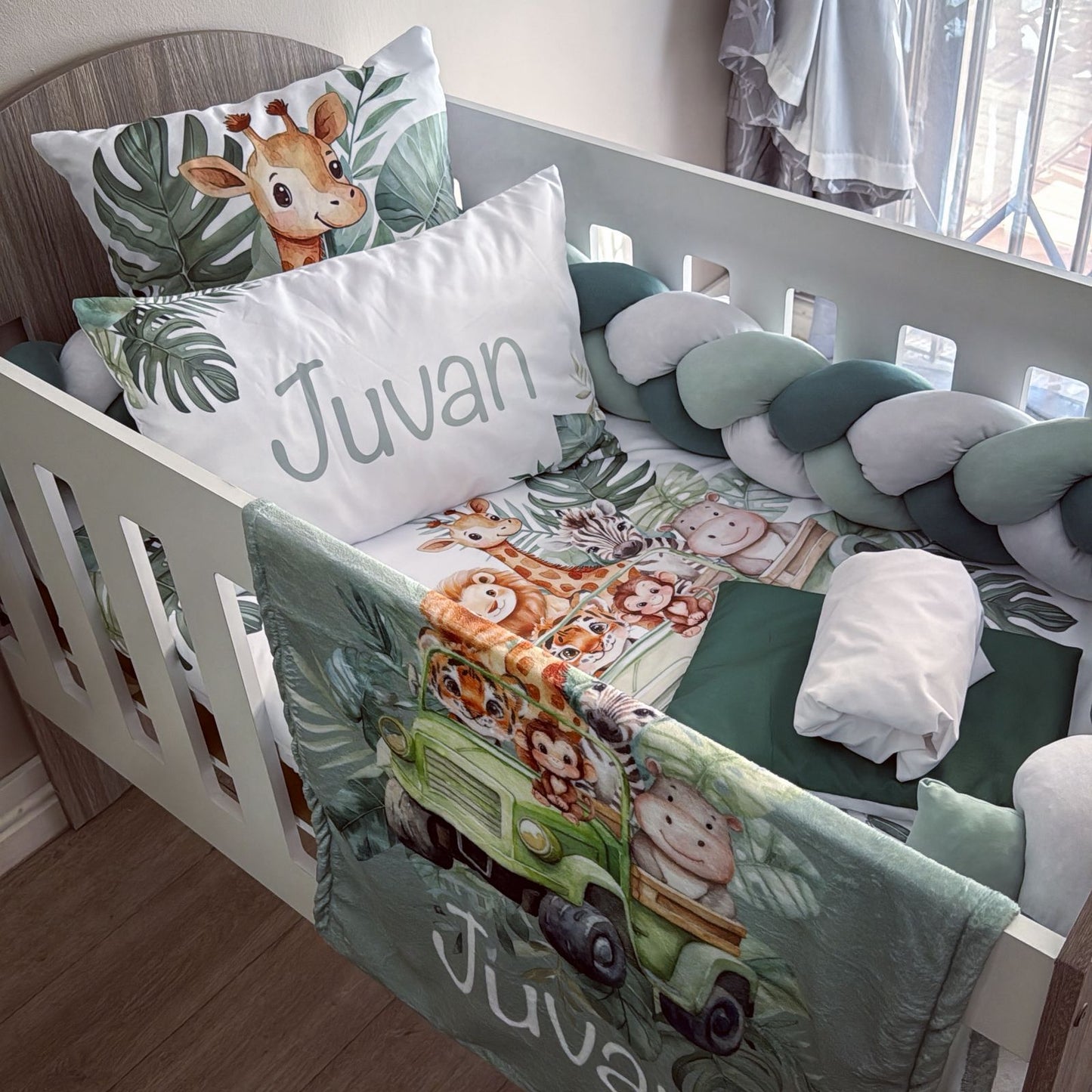 Cot Bedding - Green Safari Set 12
