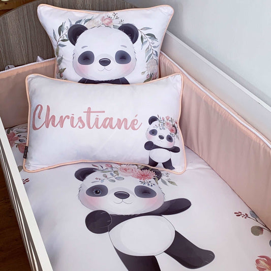Cot Bedding - Peach Panda Set 01