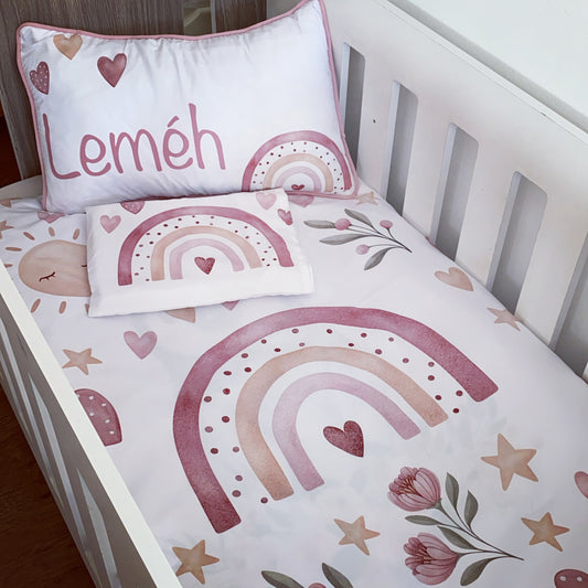 Cot Bedding - Pink Boho Rainbow Set 09