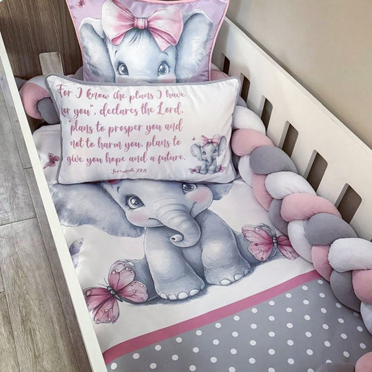 Cot Bedding - Pink Elephant Set 48
