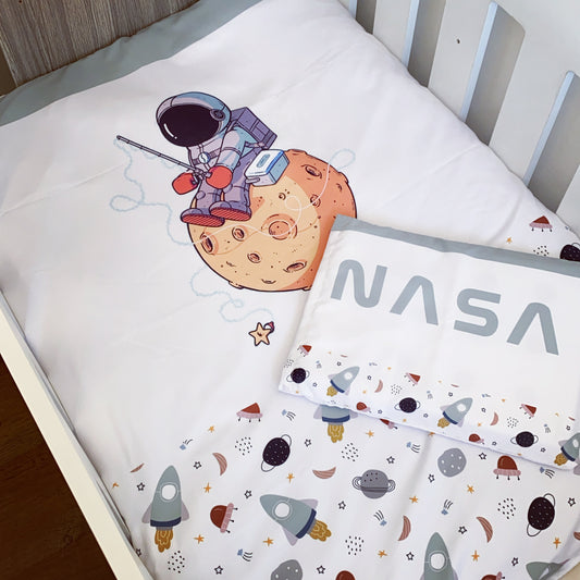 Cot Bedding - Grey Space Set 01