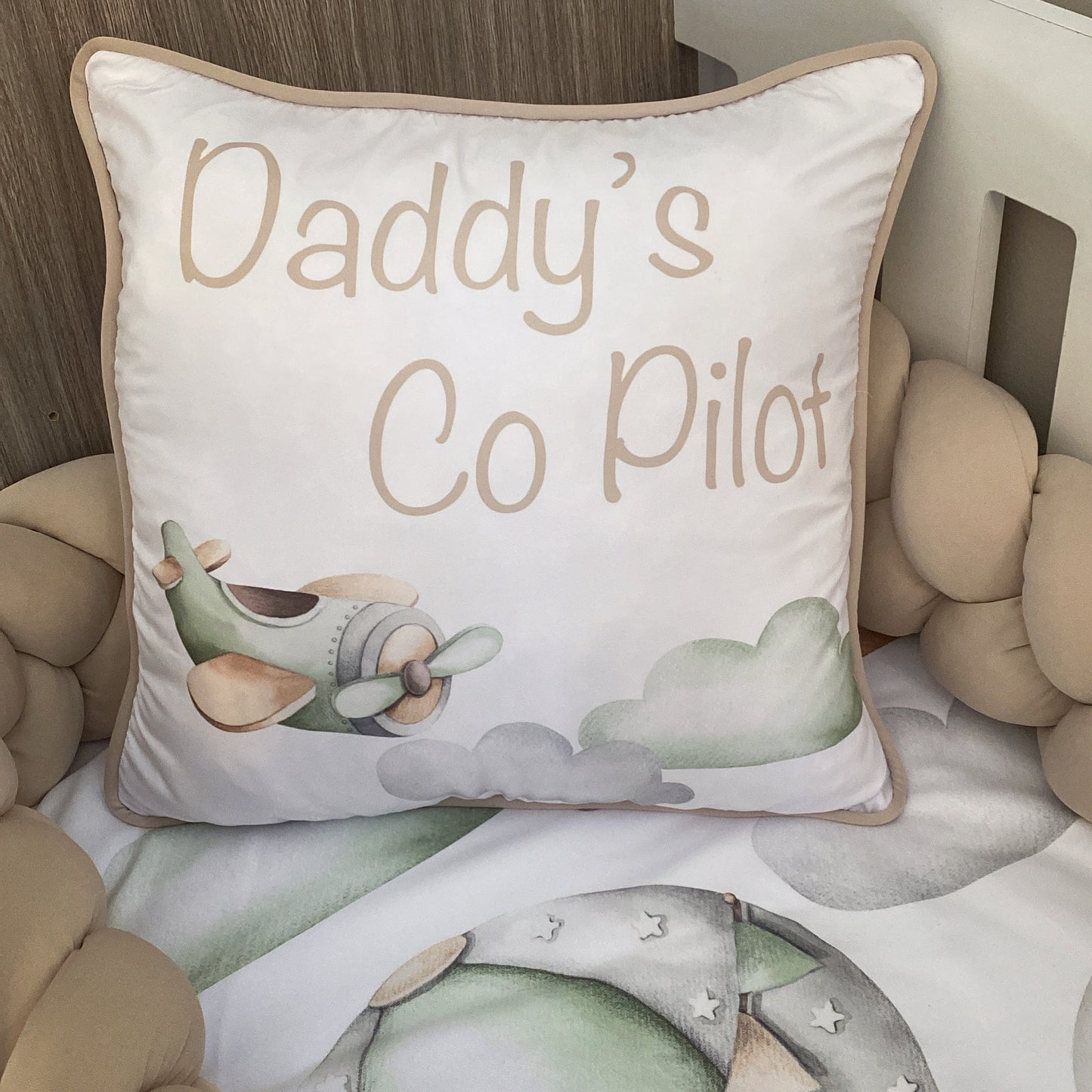Cot Bedding - Sage Stone Plane Set