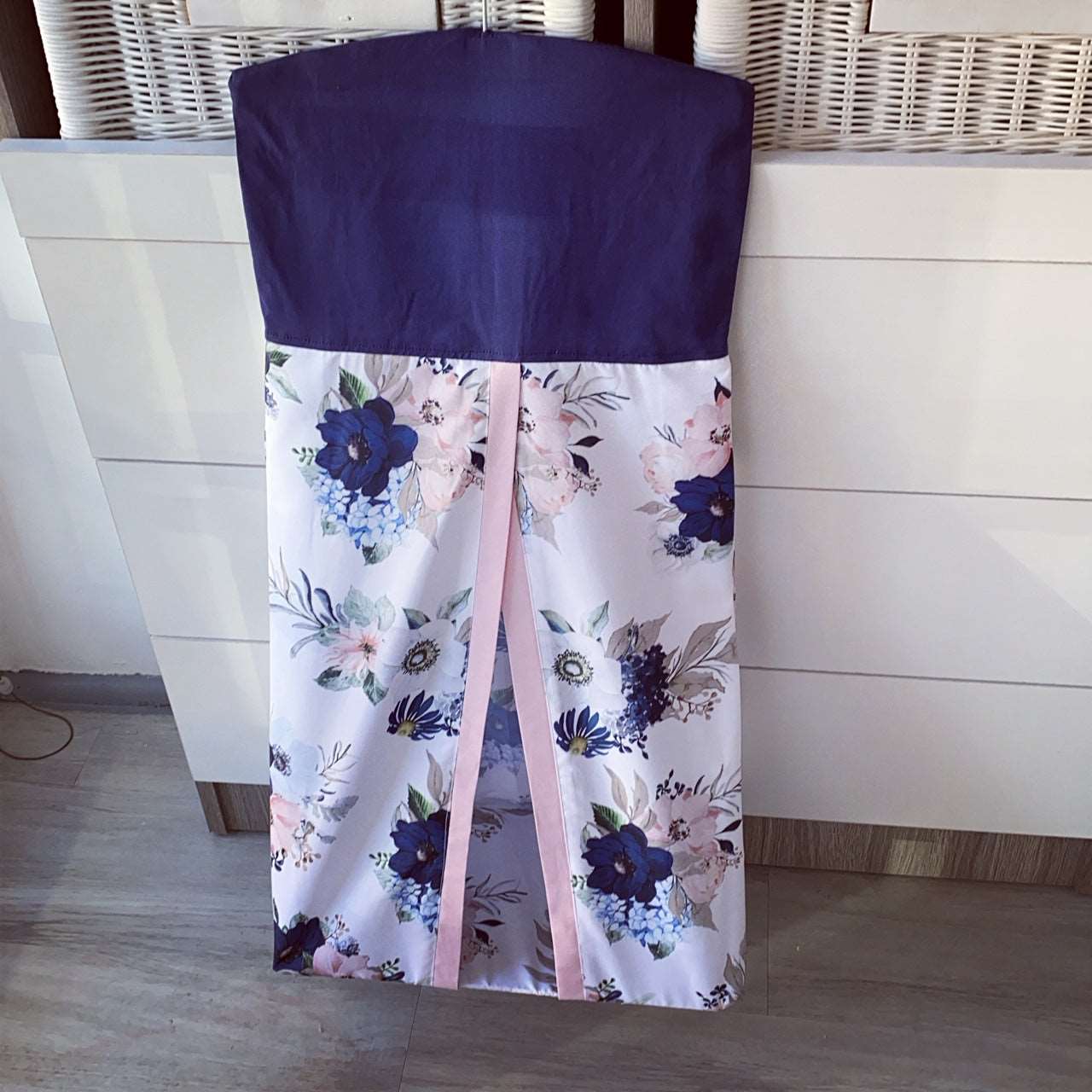 Cot Bedding - Navy Floral Set 02