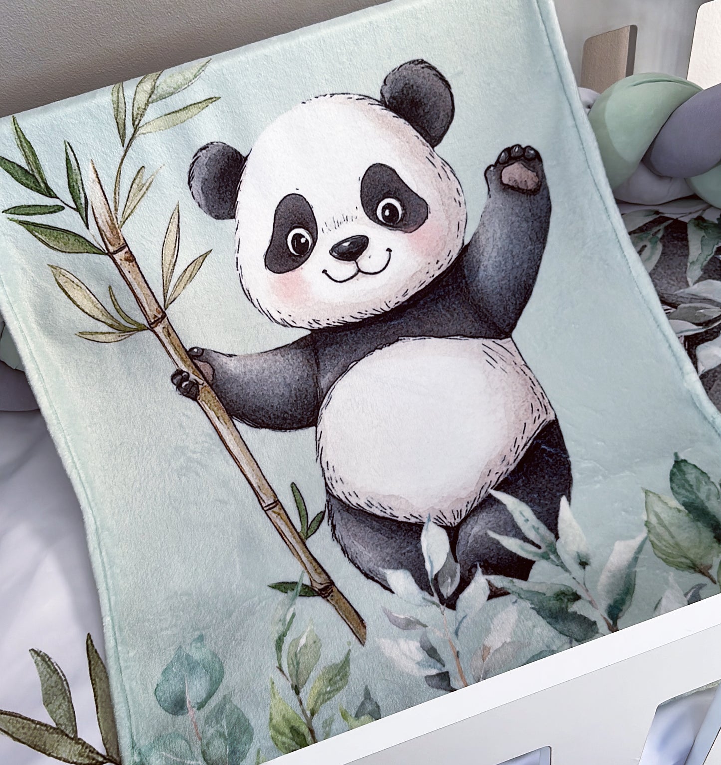 Cot Bedding - Sage Panda Set 01