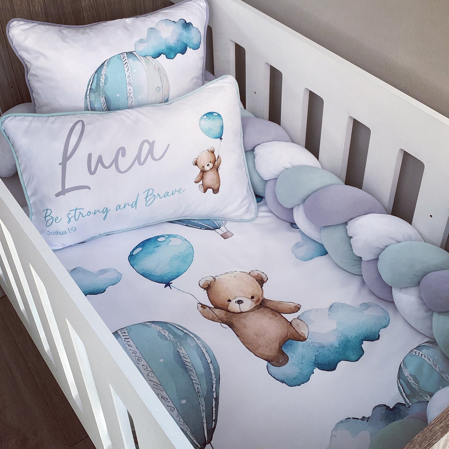 Cot Bedding - Up and Away Bear Set 01
