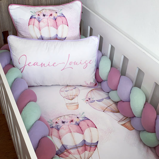 Cot Bedding - Pink Hot Air Balloon Set 02