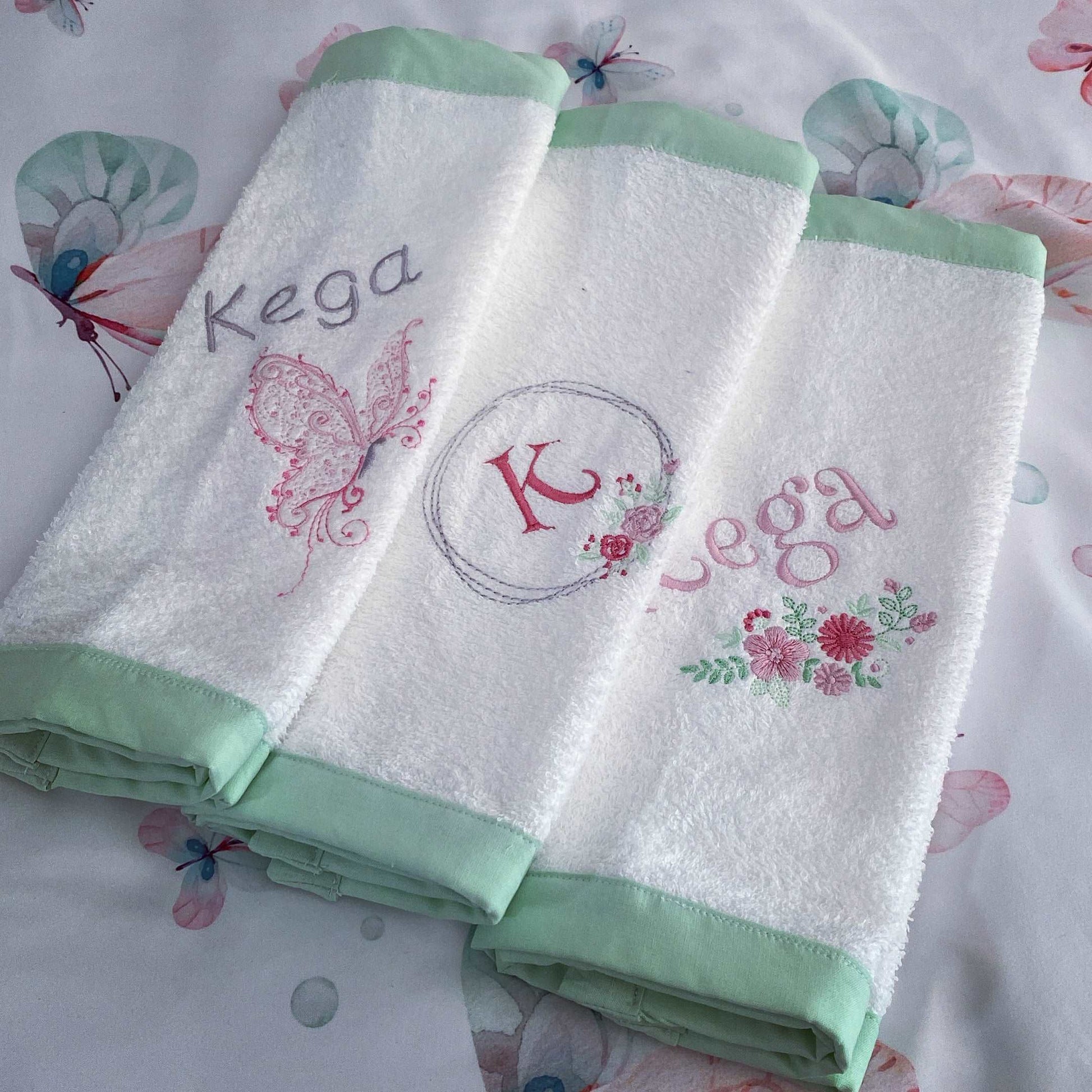 Cot Bedding - Pink Mint Butterfly Set 01