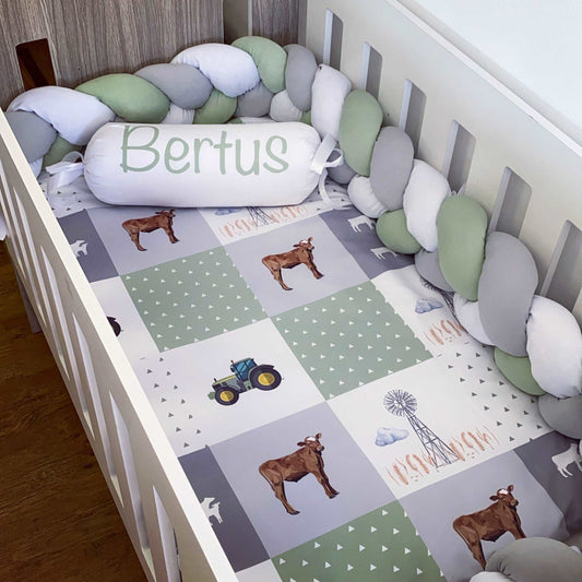 Cot Bedding - Green Grey Farm Set 01