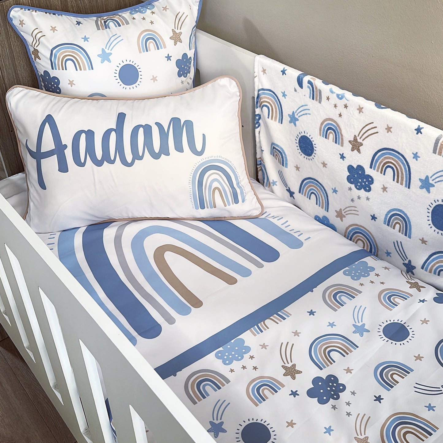 Cot Bedding - Blue Rainbow 03