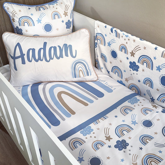 Cot Bedding - Blue Rainbow 03