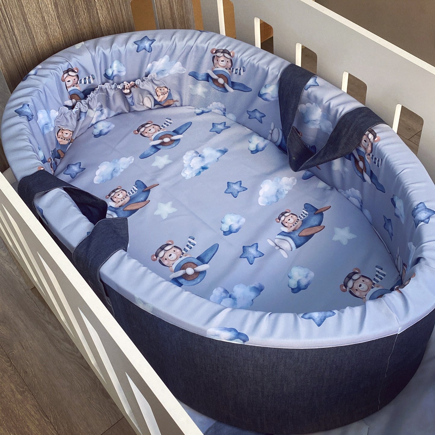 Cot Bedding - Blue Plane Set 03