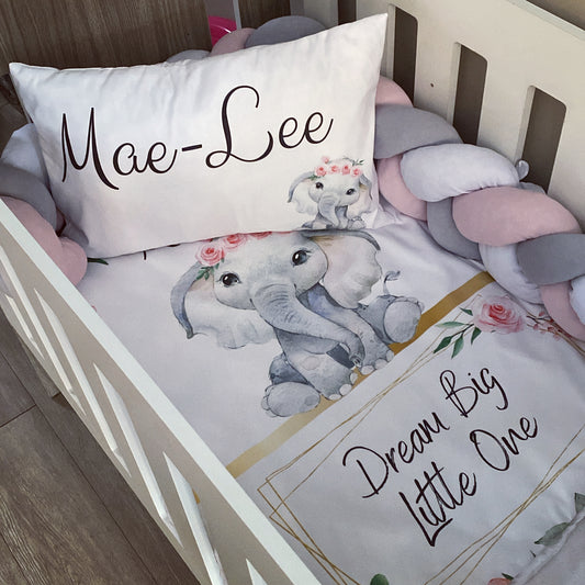Cot Bedding - Pink Elephant Set 22