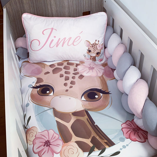 Cot Bedding - Pink Giraffe Set 02
