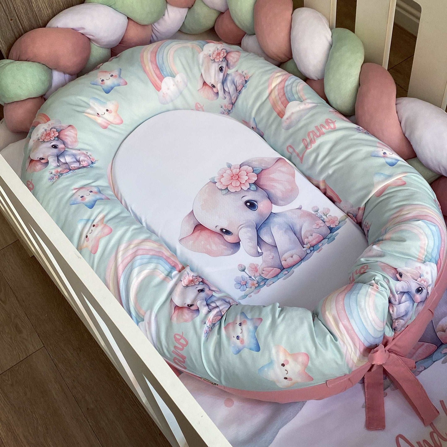 Cot Bedding - Rainbow Elephant Set 01