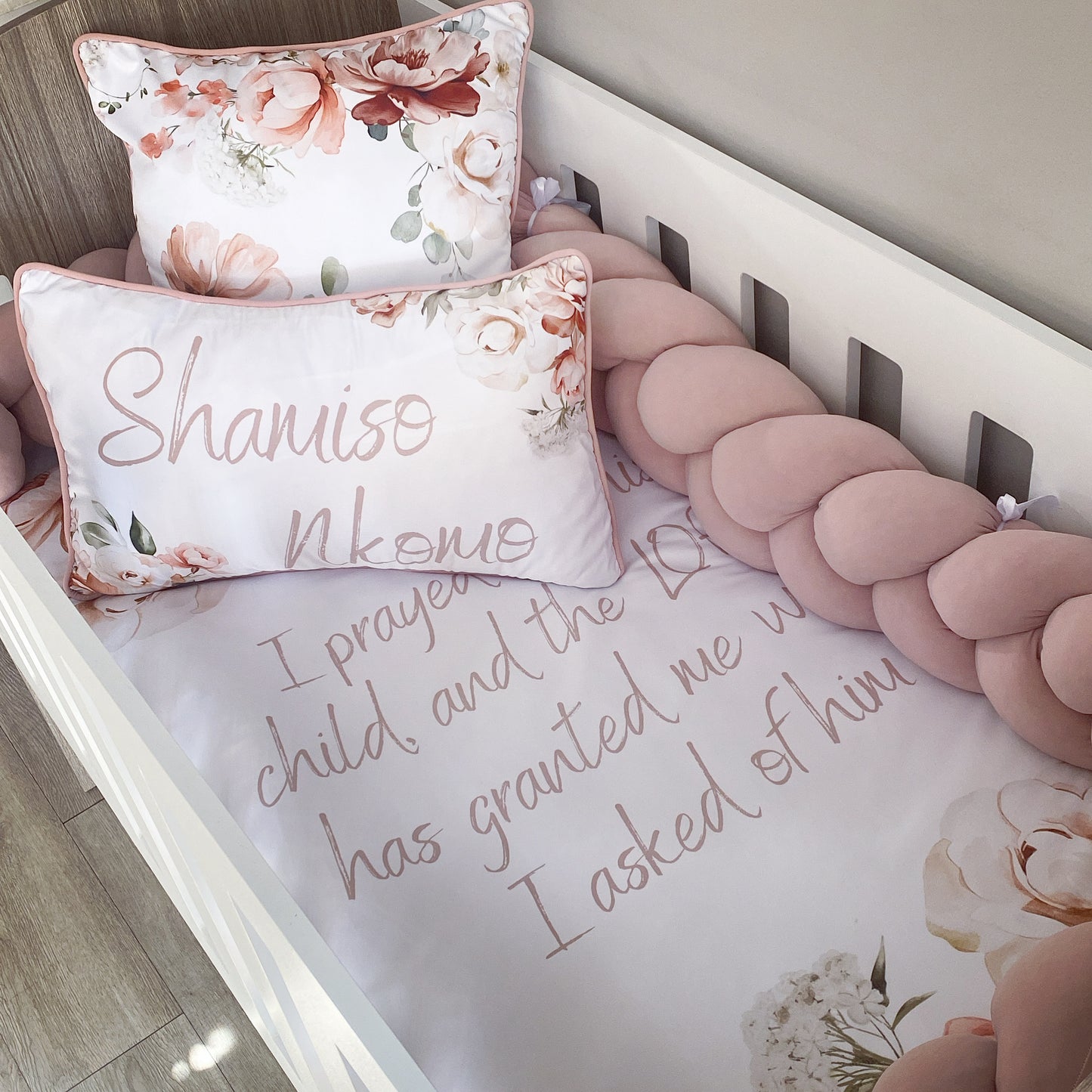 Cot Bedding - Dusty Pink Flower Set 01