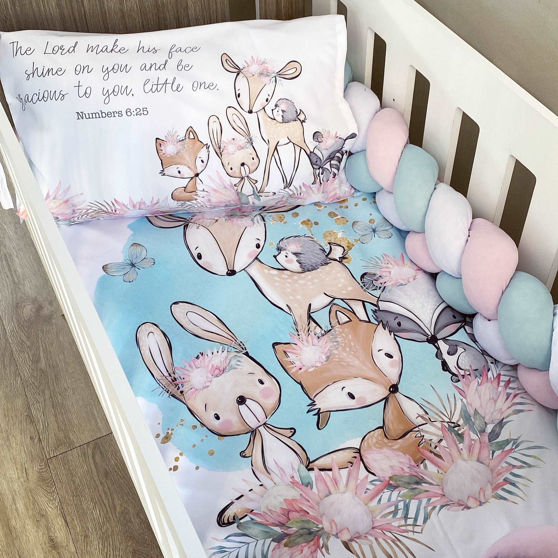 Cot Bedding - Pink Woodlands Set 03