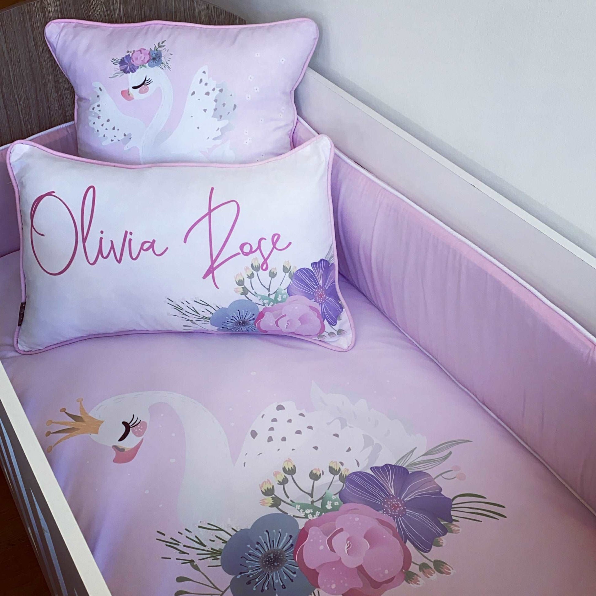 Cot Bedding - Pink Swan Set 04