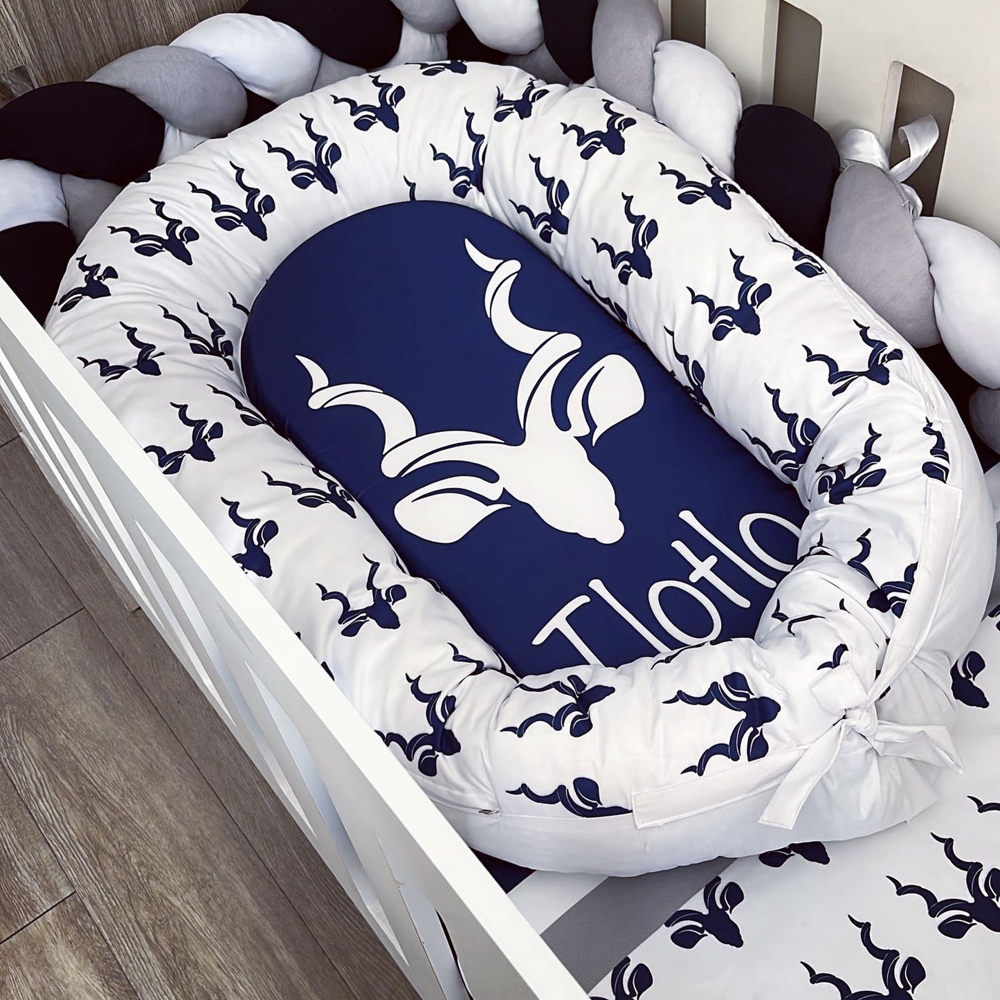 Cot Bedding - Navy Deer Set 02