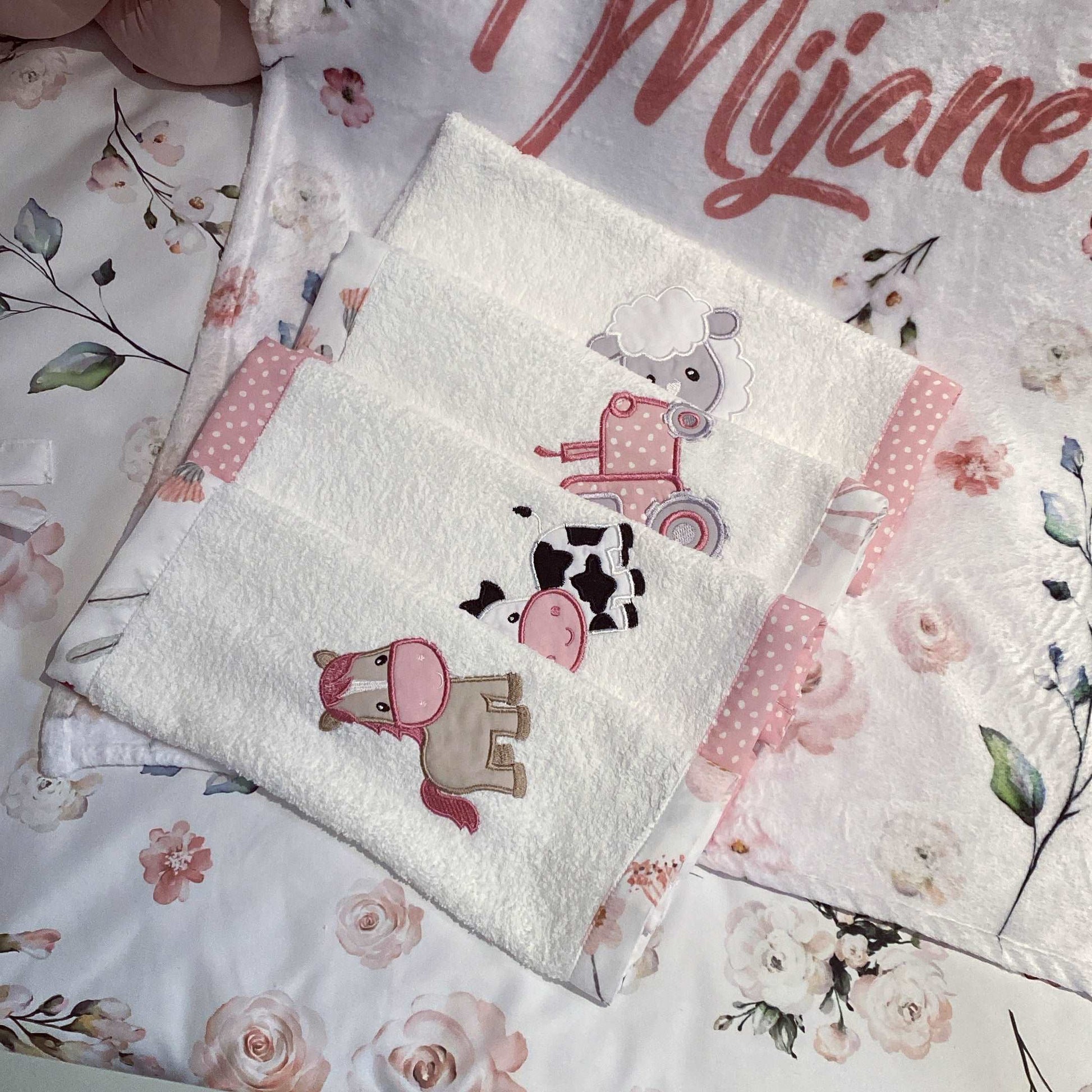 Cot Bedding - Pink Floral Set 02