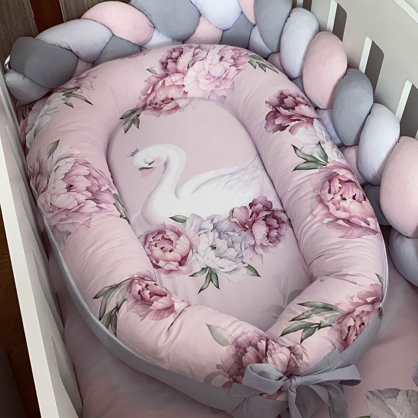 Cot Bedding - Pink Swan 03