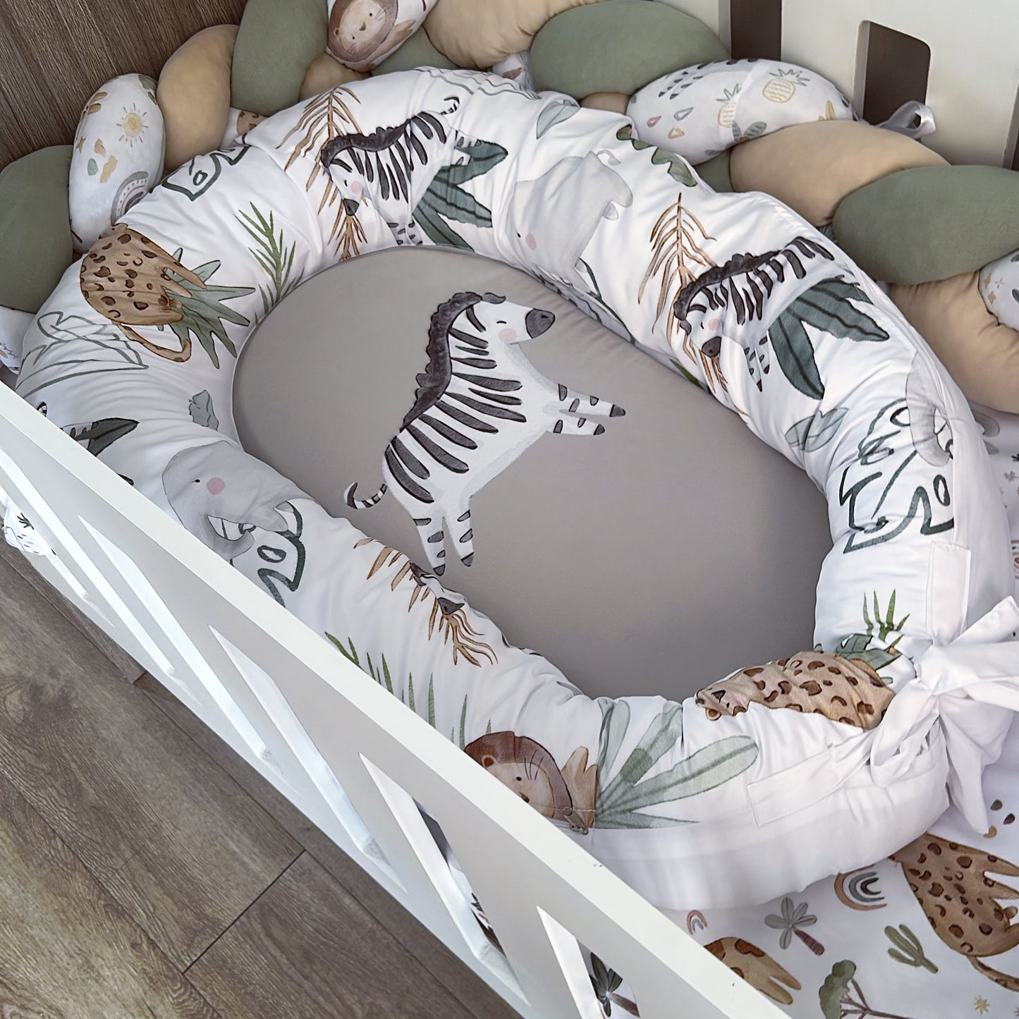 Cot Bedding - Sage Safari Set 09