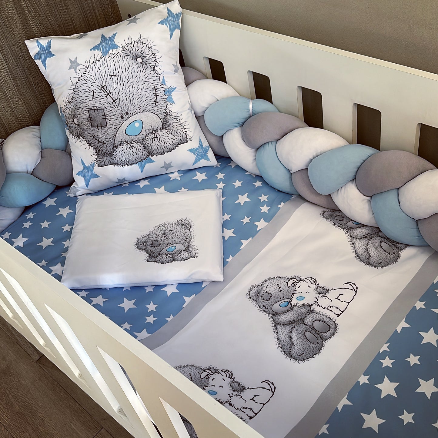 Cot Bedding - Blue Tatty Set 02